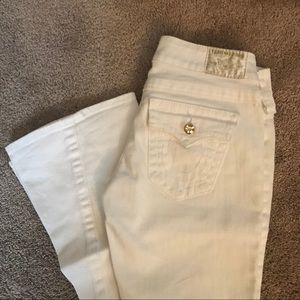 True Religion White Jeans w/Gold Gems